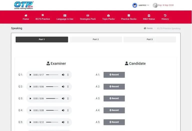 OTP IELTS Speaking Test